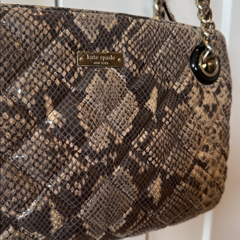Kate Spade Chic Snakeskin Pattern Shoulder Bag purse quilted handbag designer - Picture 2 of 12